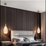 Lustre avec suspensions en forme de gouttes en acrylique - vue de côté