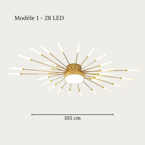 Lustre plafonnier moderne LED en métal style feu d'artifice
