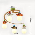 Lustre avec animaux pour chambre d'enfants - vue de face