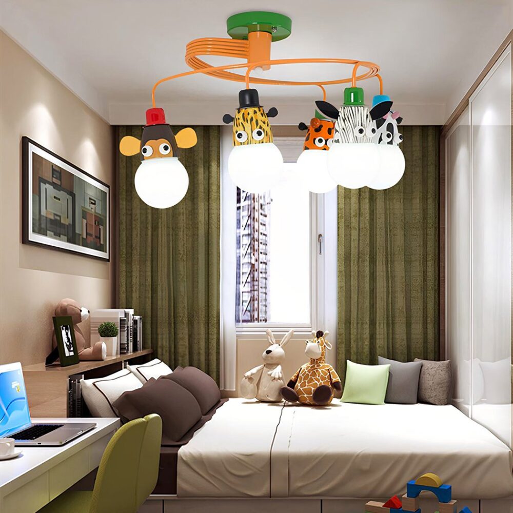 Lustre avec animaux pour chambre d'enfants - détail