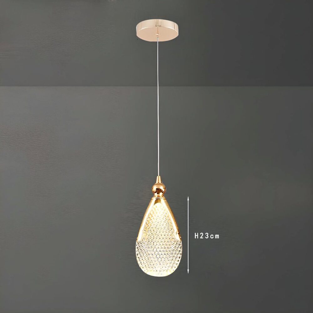 Lustre avec suspensions en forme de gouttes en acrylique - vue d'ensemble
