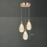 Lustre avec suspensions en forme de gouttes en acrylique - ambiance éteinte