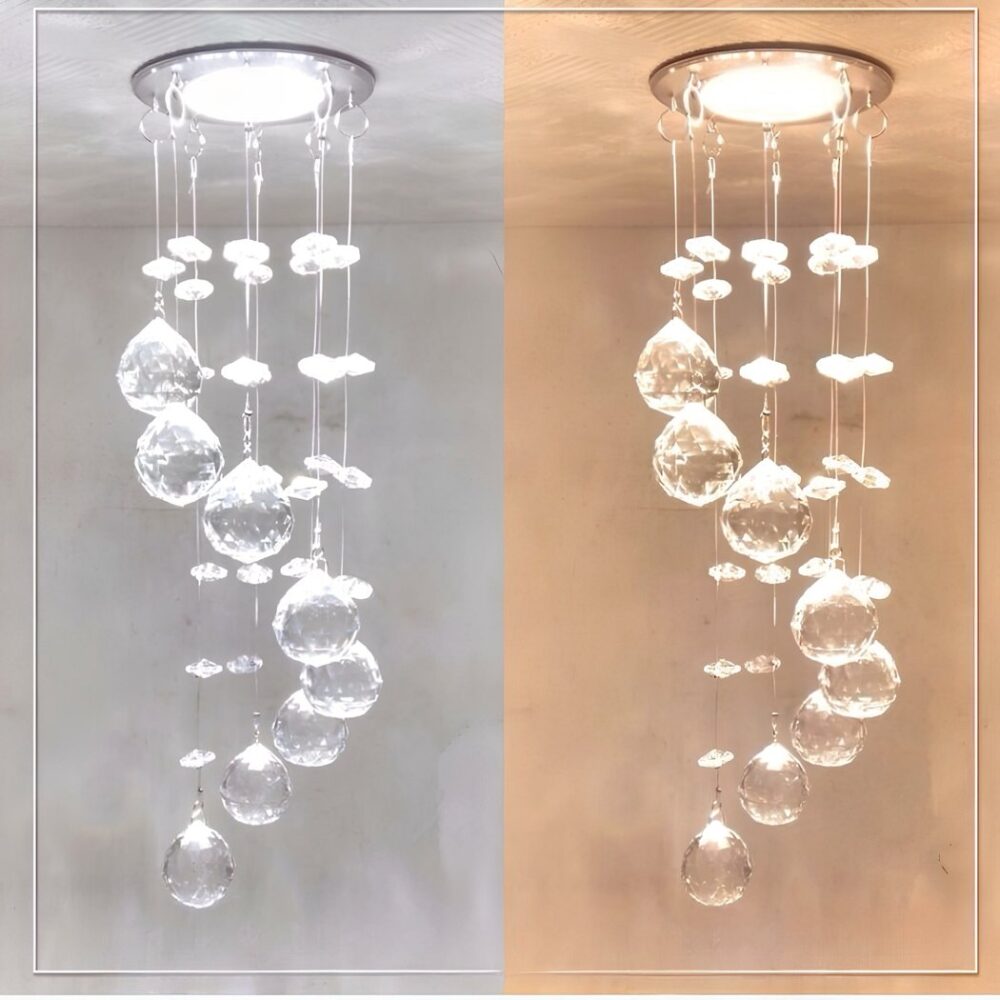 Petit lustre plafonnier avec gouttes suspendues