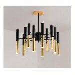 Lustre design noir et doré à plusieurs têtes - vue de côté
