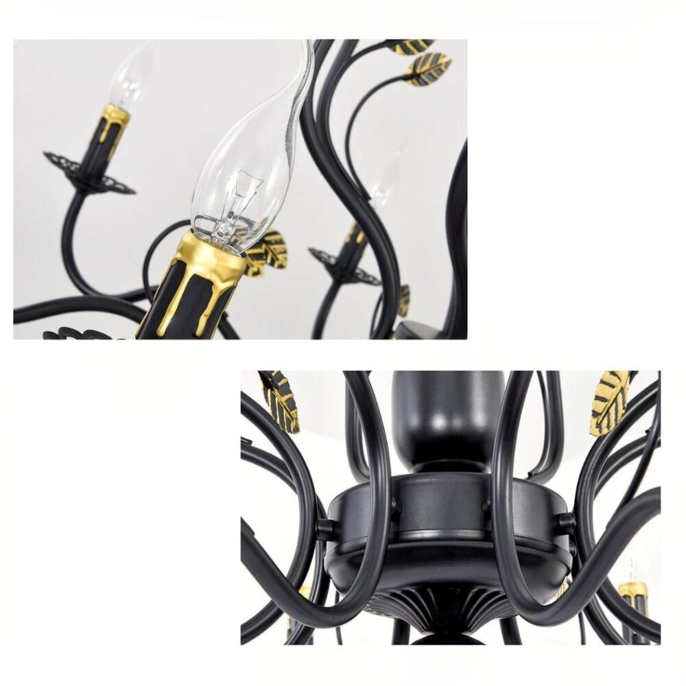Lustre en fer forgé dans le style chandelier baroque - vue de face