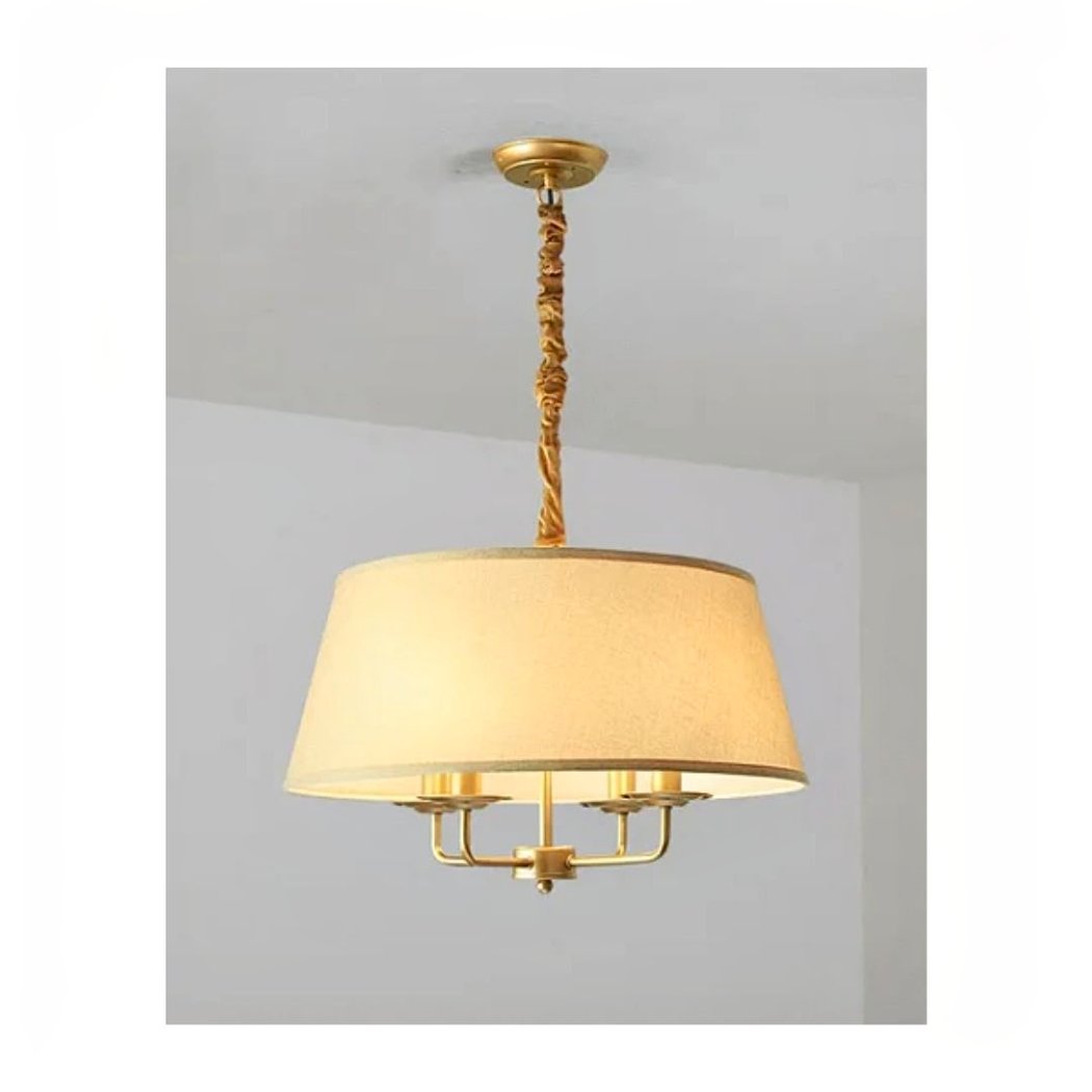 on voit sur un fond gris clair un lustre rustique marron dans le style vintage