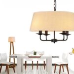 Lustre suspendu vintage en fer forgé avec un abat-jour en tissu - vue d'ensemble