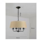 Lustre suspendu vintage en fer forgé avec un abat-jour en tissu - vue de face
