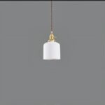 Suspension blanche vintage en céramique et cuivre - zoom matière