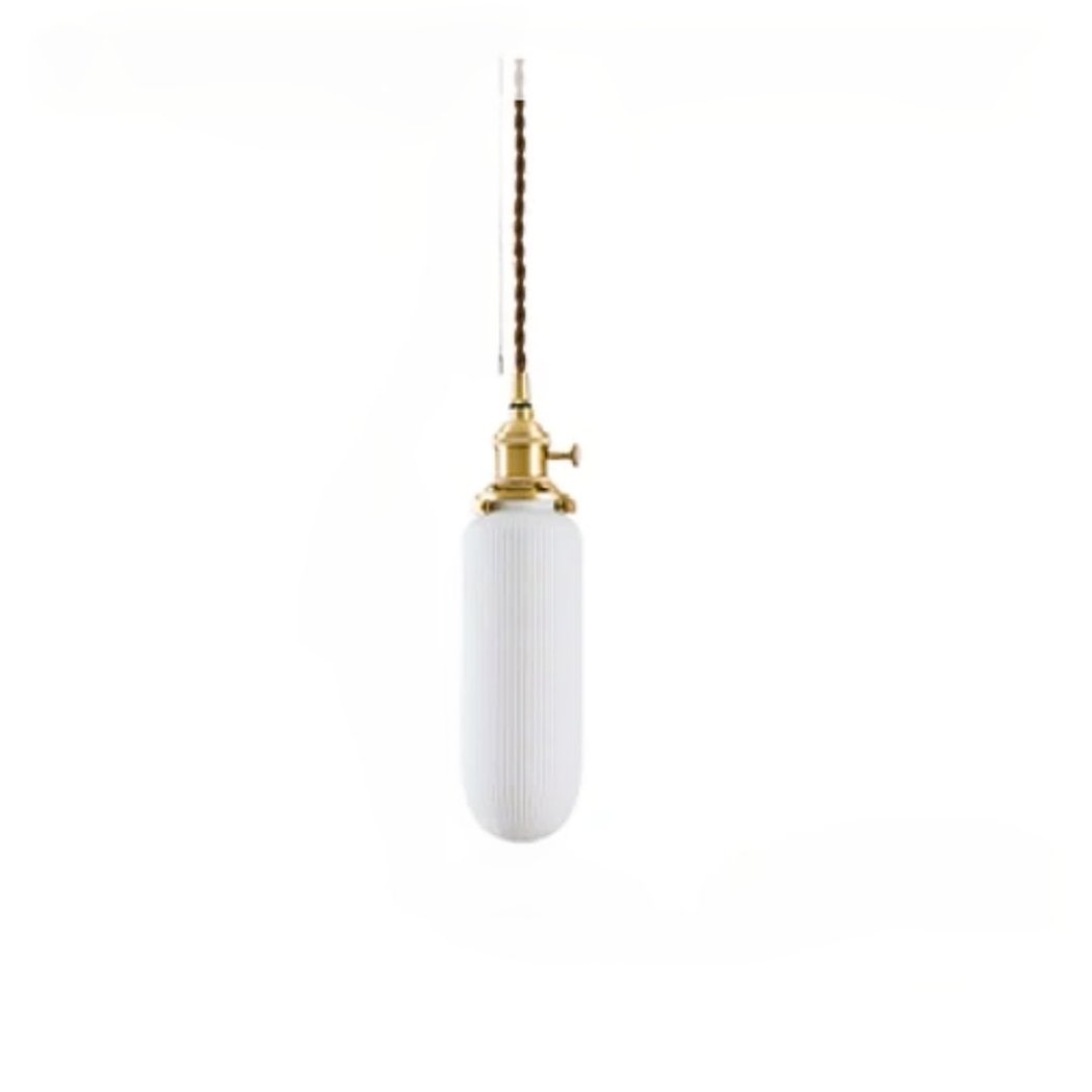 Suspension blanche vintage en céramique et cuivre - détail