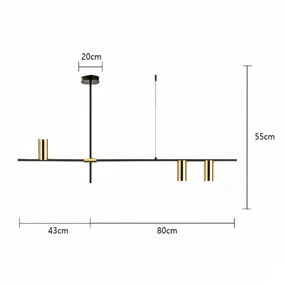 Suspension design à LED dans le style minimaliste - vue de face