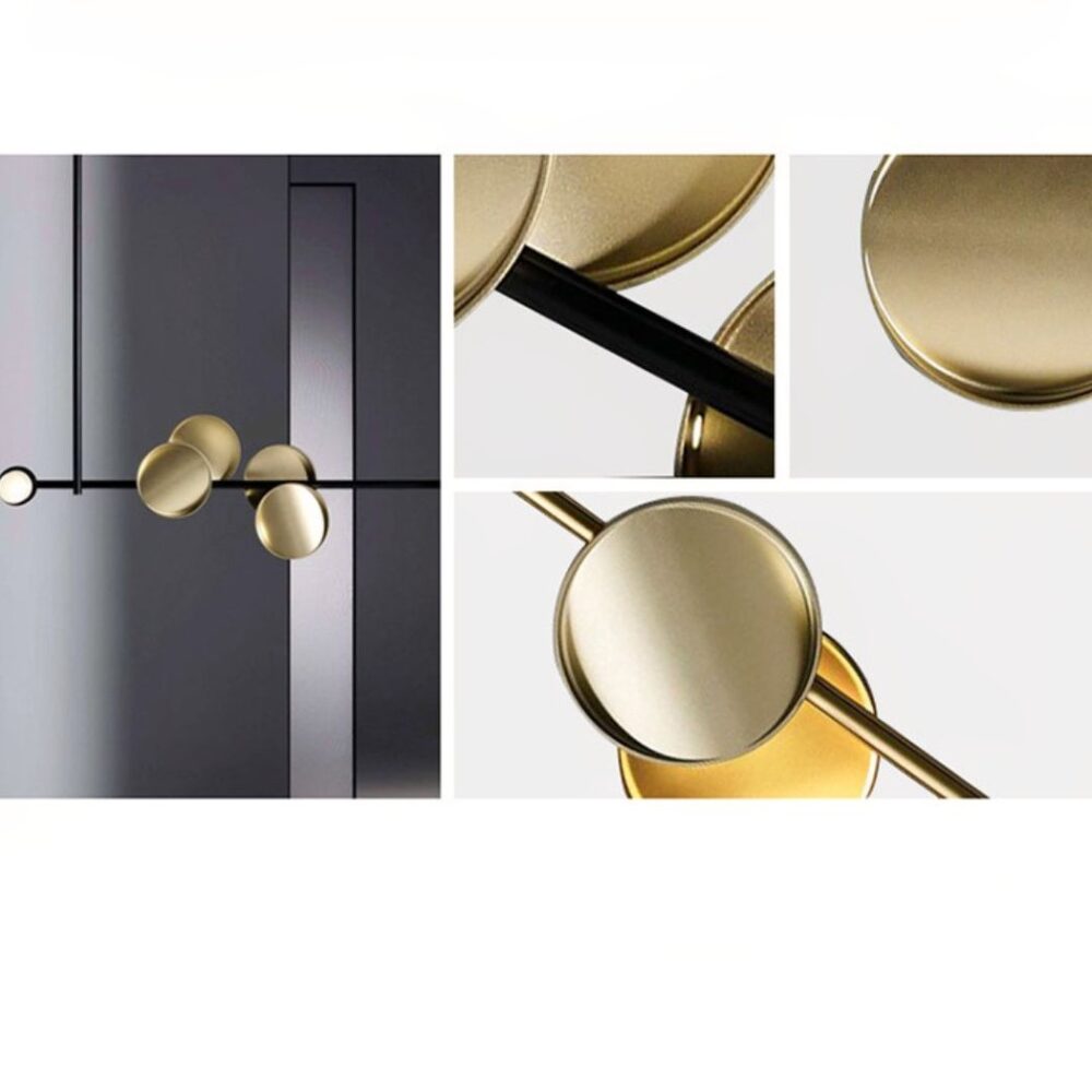 Suspension scandinave minimaliste avec des cercles dorés - vue de face