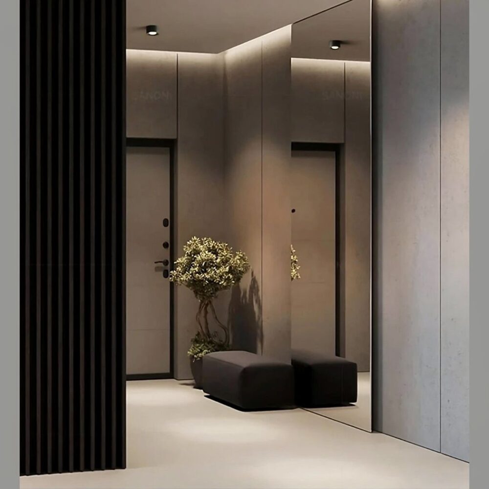 Lustre moderne LED au design minimaliste de cylindre et spot encastré - vue d'ensemble