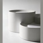 Lustre moderne LED au design minimaliste de cylindre et spot encastré - ambiance allumée