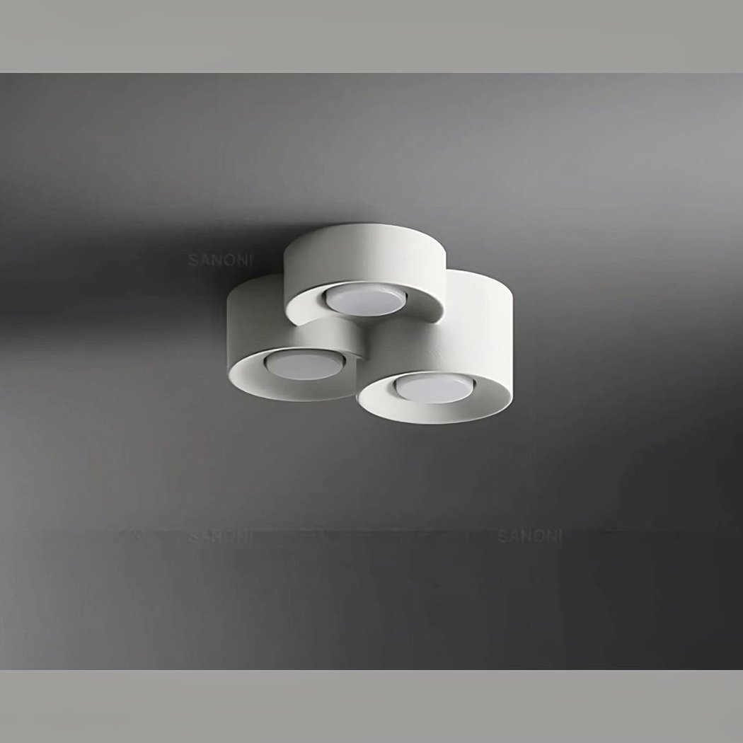 Lustre moderne LED au design minimaliste de cylindre et spot encastré - ambiance éteinte