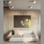 Lustre moderne LED au design minimaliste de cylindre et spot encastré - zoom matière