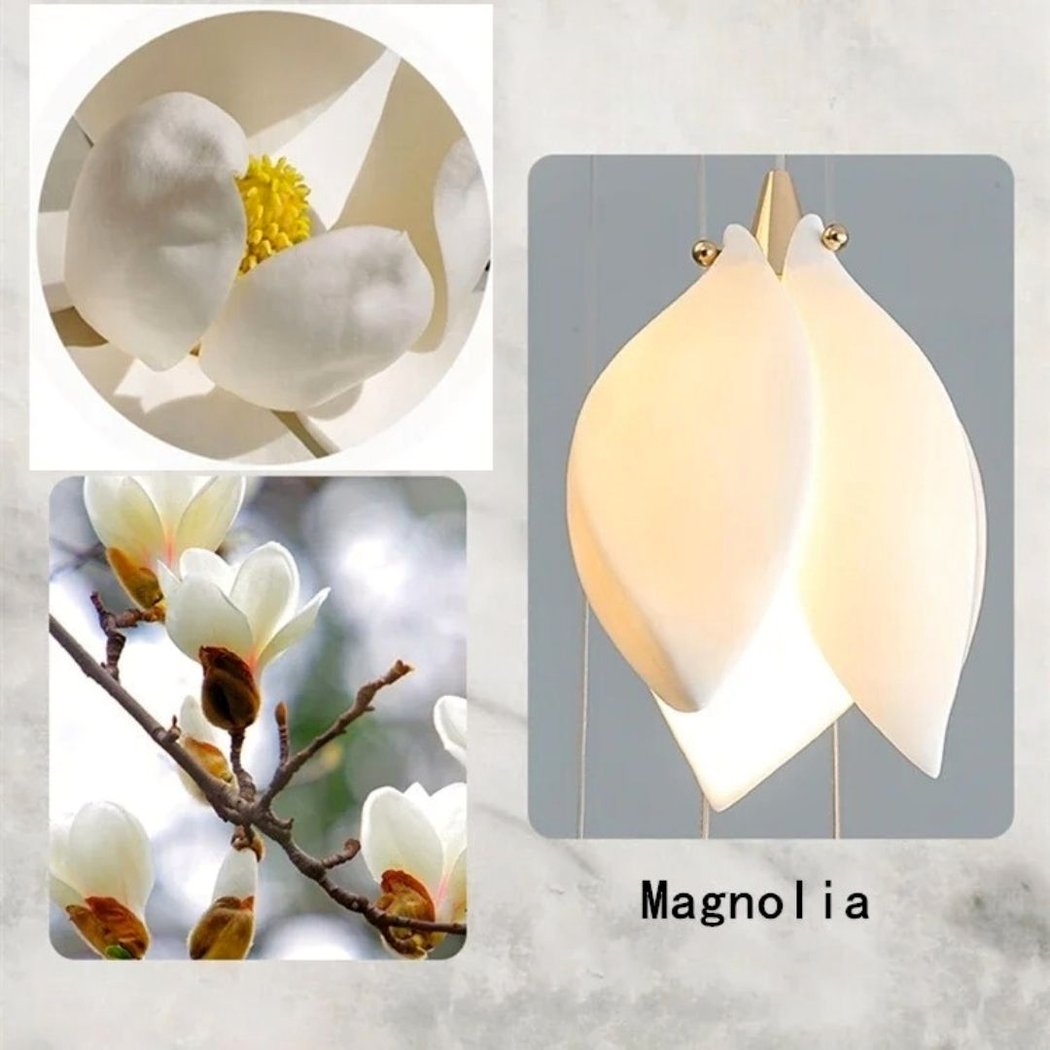 Suspension fleur blanche en céramique forme magnolia - vue de côté