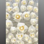 Suspension fleur blanche en céramique forme magnolia - zoom matière