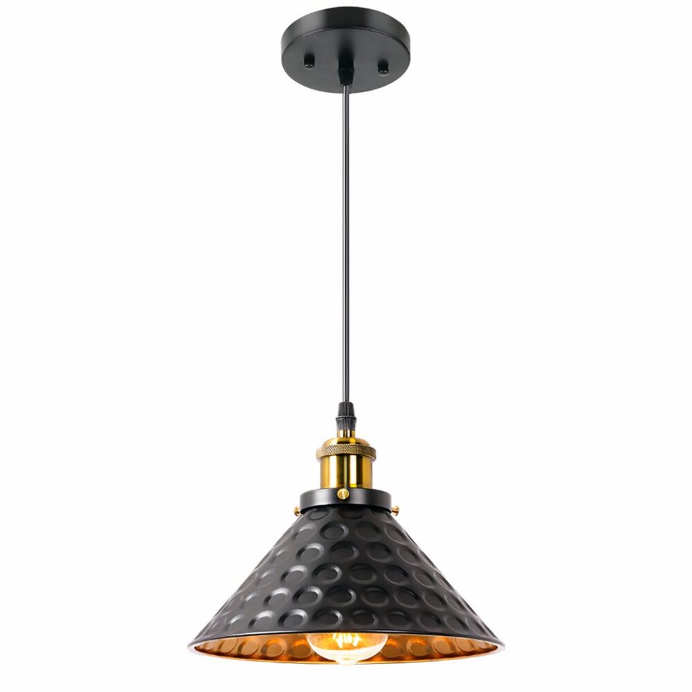 Lustre noir réglable en hauteur de style industriel - détail