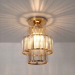Lustre plafonnier noir ou doré avec un effet cristal
