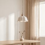 Suspension ondulee blanche en ceramique au style vintage de fermette ancienne