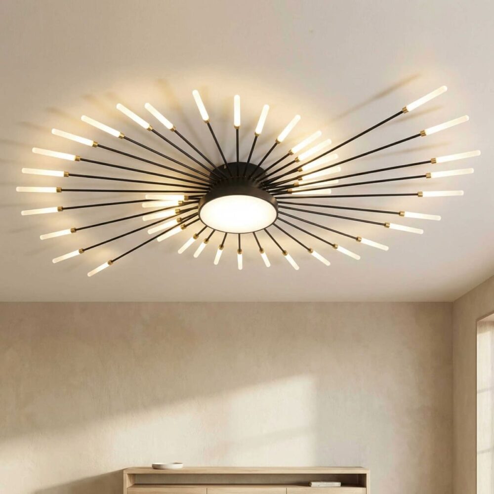 Lustre plafonnier moderne LED en métal style feu d’artifice