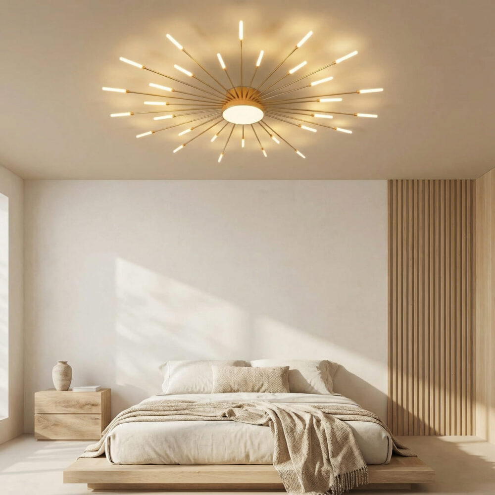 Lustre plafonnier moderne LED en métal style feu d’artifice