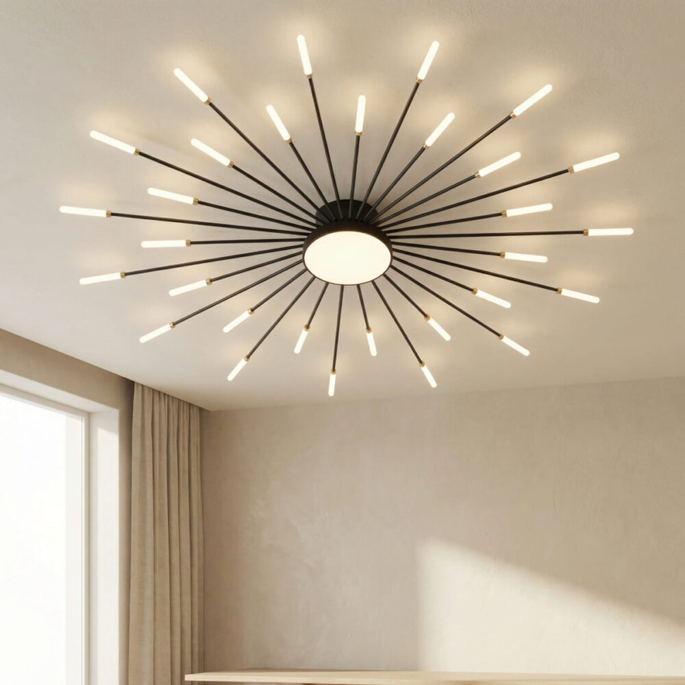 Lustre plafonnier moderne LED en métal style feu d’artifice