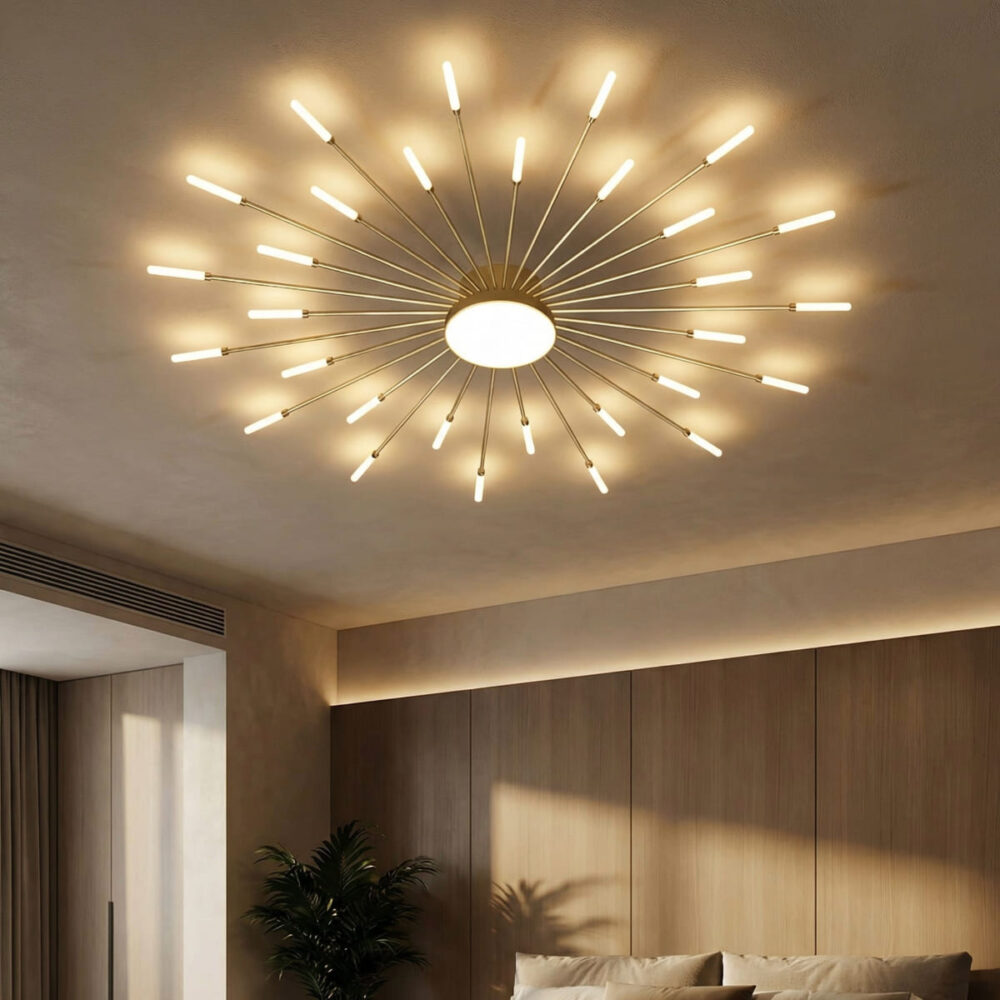 Lustre plafonnier moderne LED en métal style feu d’artifice