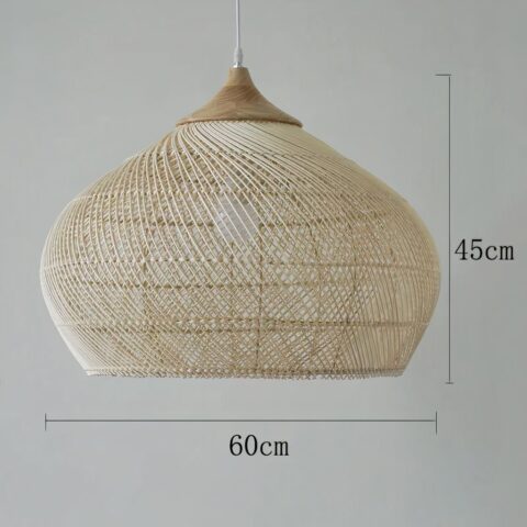 Lustre de chambre en bambou tissé à la main forme chapeau