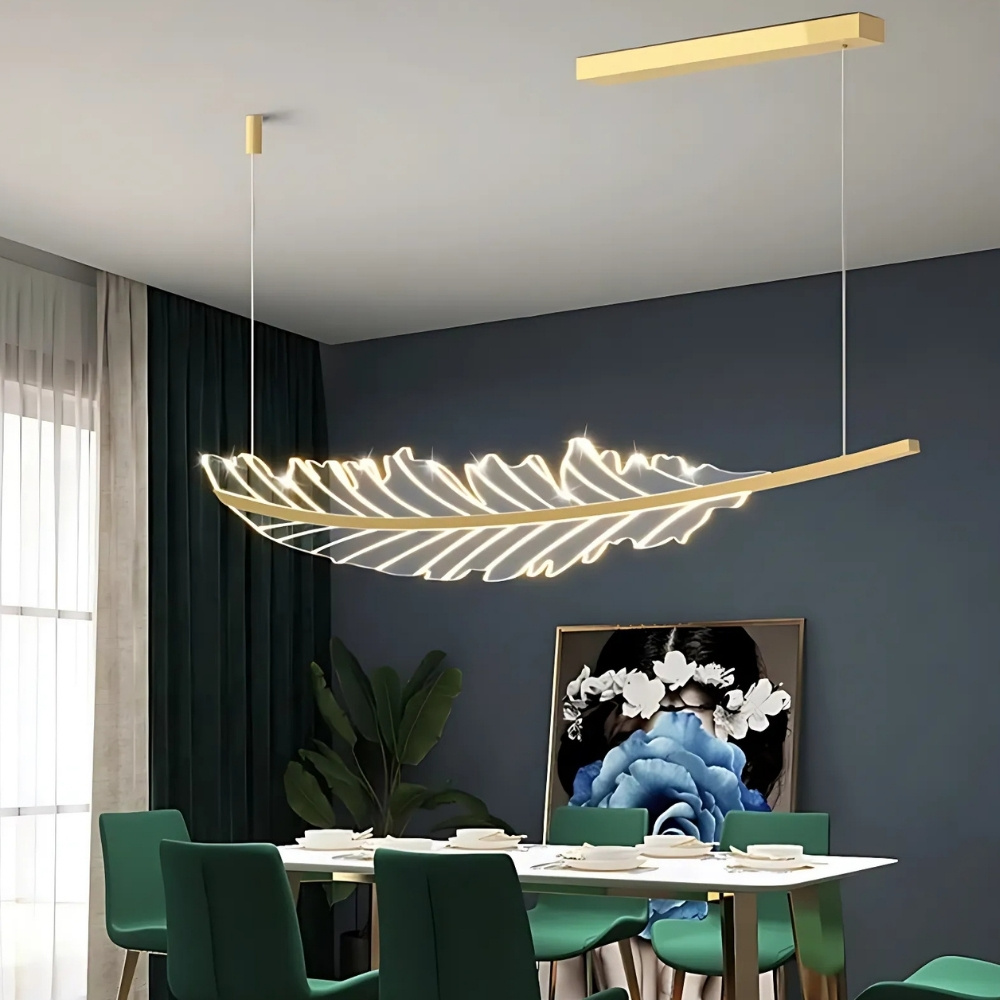 Lustre en forme de feuille suspendue en acrylique - vue d'ensemble