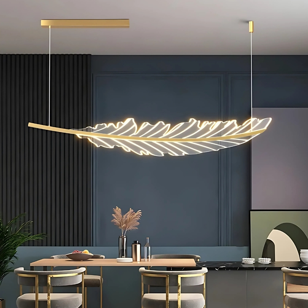 Lustre en forme de feuille suspendue en acrylique
