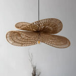 Lustre en rotin style chapeau - vue de côté
