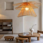 Lustre moderne en rotin - vue d'ensemble