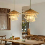 Lustre moderne en rotin - vue de côté