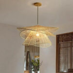 Lustre moderne en rotin - vue de face