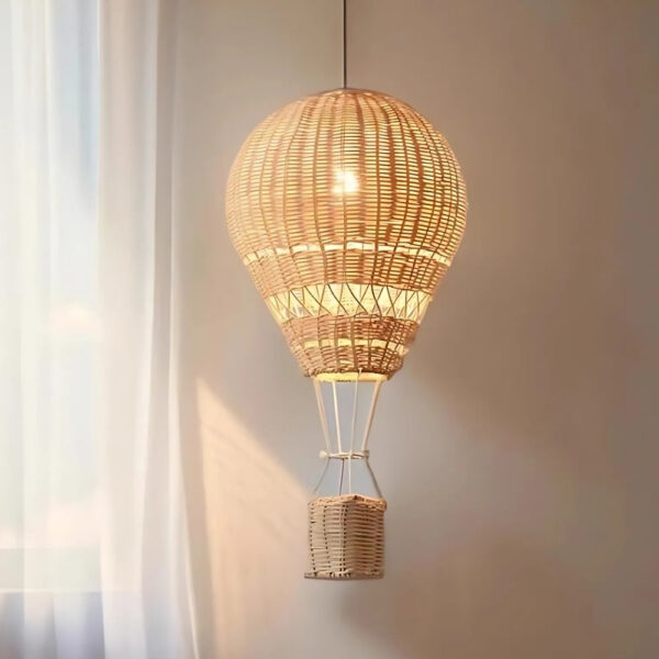 Lustre plafonnier rond en rotin • Luminaires Tendance