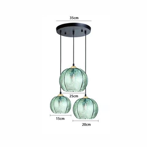 Suspension 3 lampes en verre - vue de face