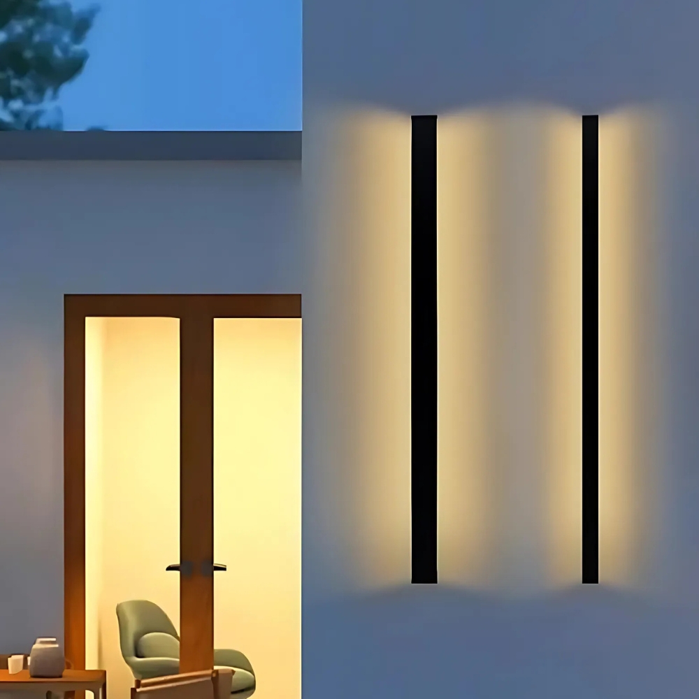 Applique murale LED noir mat pour extérieur - vue de face