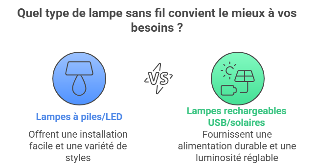 Lampes à piles ou LED sans fil, installation facile