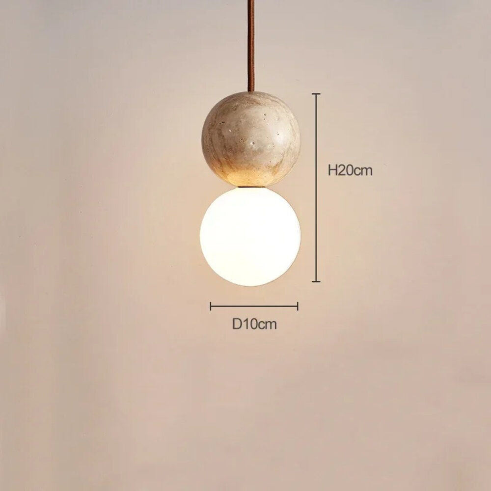 Suspension Japandi globe effet sculptural - vue de face