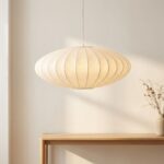 Suspension Japandi artisanale en fibre naturelle