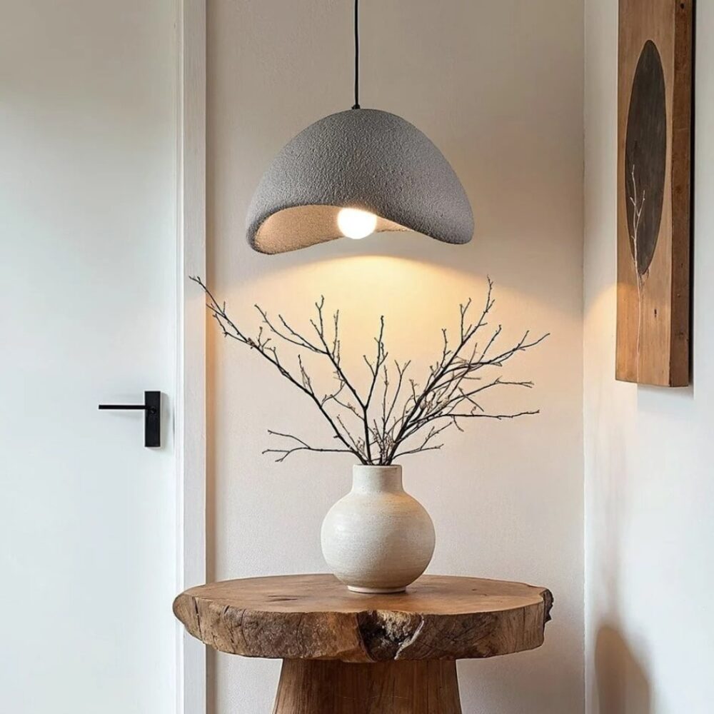 Lustre effet pierre style Japandi contemporain - détail