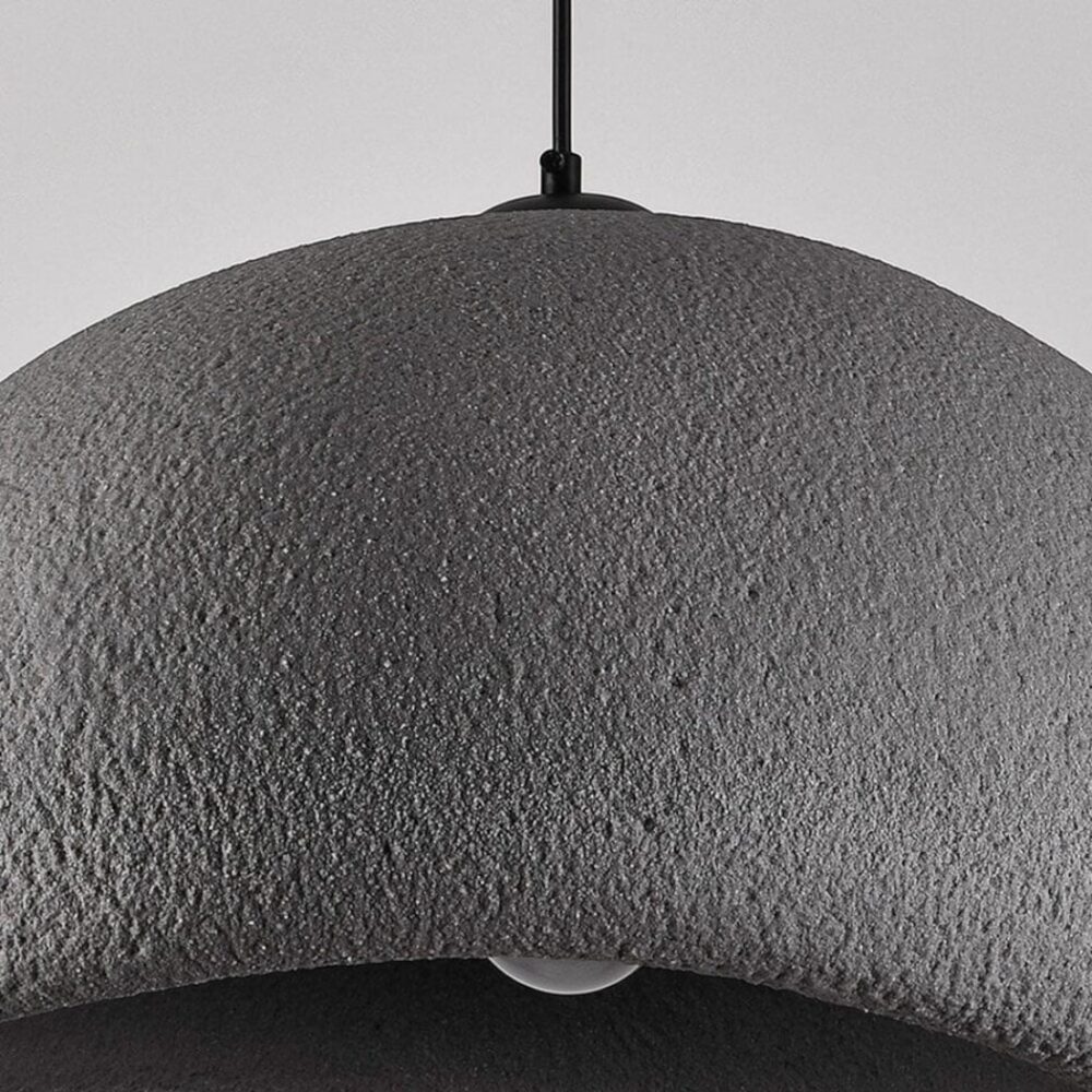 Lustre Japandi forme organique effet pierre texturée - vue de côté