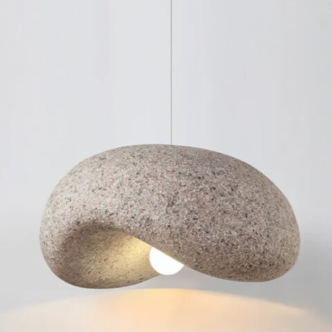 Lustre Japandi effet galet apaisant contemporain - vue rapprochée