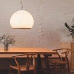 Suspension Japandi douce lumière avec maille tressée — détail
