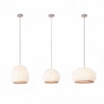 Suspension Japandi douce lumière avec maille tressée — vue rapprochée