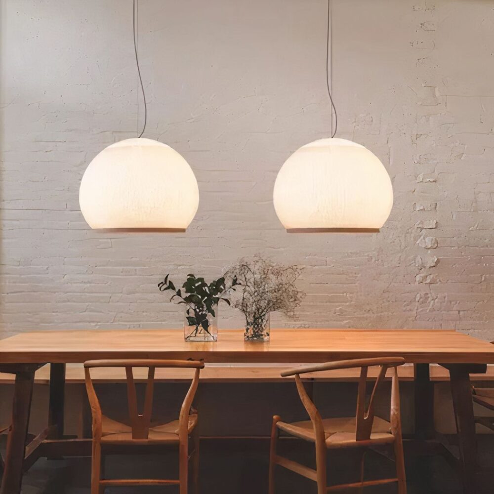 Suspension Japandi douce lumière avec maille tressée — détail supplémentaire