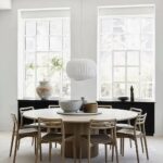 Suspension Japandi design doux en soie blanche - vue de face