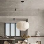 Suspension Japandi design doux en soie blanche - détail